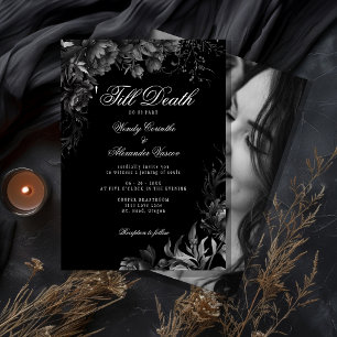 Convite Clássico preto até a foto do casamento da morte