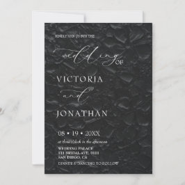 Convite Clássico Preto e Branco Foto de Casamento Elegante