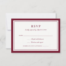 Clássico Quadro Burgundy Elegante Casamento RSVP