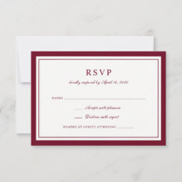 Convite Clássico Quadro Burgundy Elegante Casamento RSVP