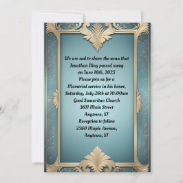 Convite Clássico Quadro Deco no Memorial Azul Turquesa