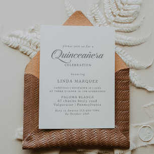Convite Clássico Quinceañera Caligrafia Chic
