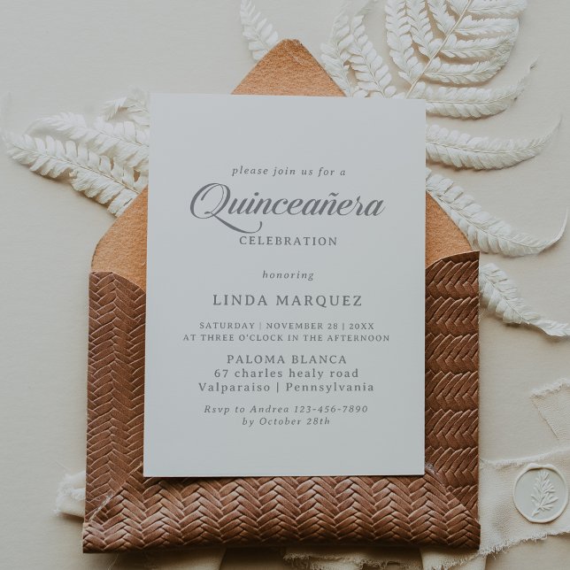 Convite Clássico Quinceañera Caligrafia Chic (Criador carregado)