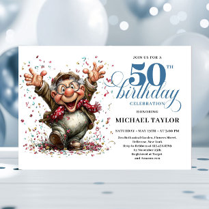 Convite Clássico Quirky Homem Aniversário de 50 anos Humor