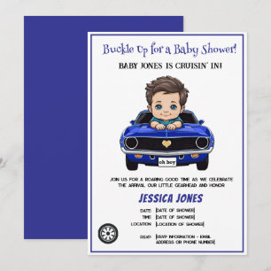 Convite Clássico Race Car Baby Boy Cruisin' Em Chá