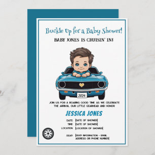 Convite Clássico Race Car Baby Boy Cruisin' Em Chá