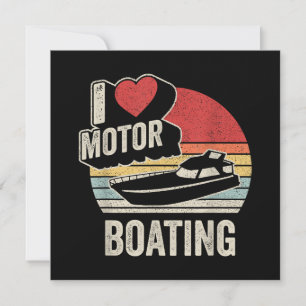 Convite Clássico Retro Eu Amo Barco a Motor Engraçado Barq