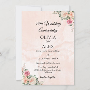 Convite Clássico Rosa Creme Floral Casamento Aniversário