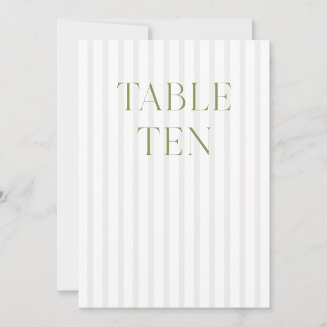 Convite Clássico Sage Green & Beige Wedding 10 Table Numbe (Frente)