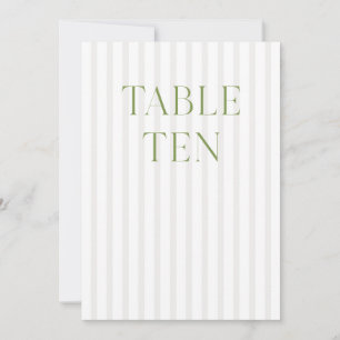 Convite Clássico Sage Green & Beige Wedding 10 Table Numbe