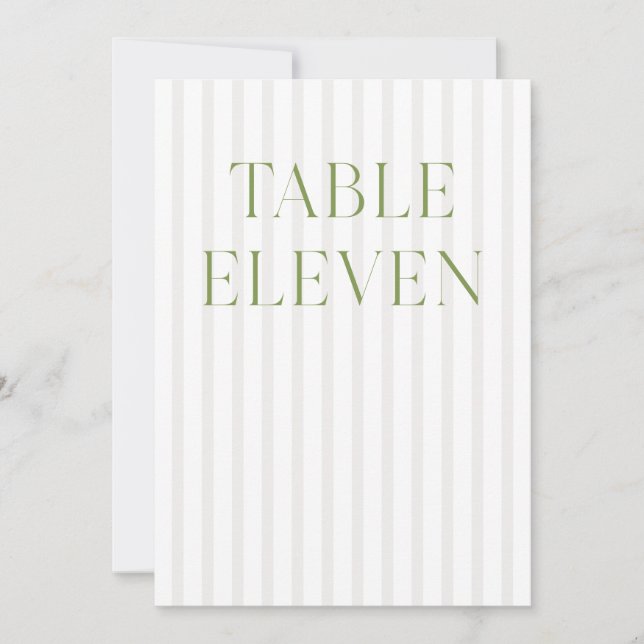 Convite Clássico Sage Green & Beige Wedding 11 Table Numbe (Frente)