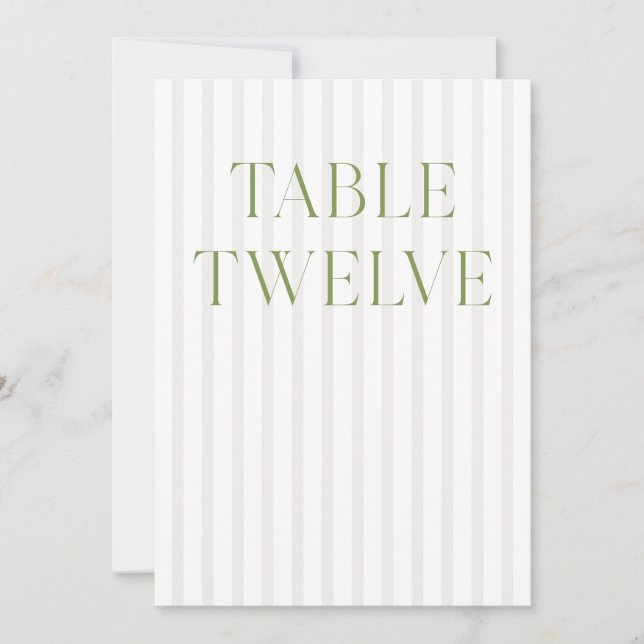 Convite Clássico Sage Green & Beige Wedding 12 Table Numbe (Frente)