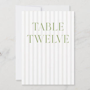 Convite Clássico Sage Green & Beige Wedding 12 Table Numbe