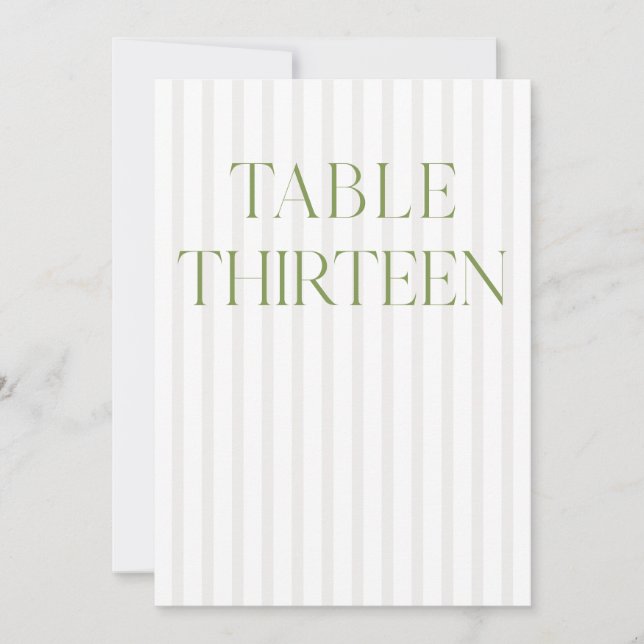 Convite Clássico Sage Green & Beige Wedding 13 Table Numbe (Frente)