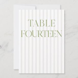 Convite Clássico Sage Green & Beige Wedding 14 Table Numbe