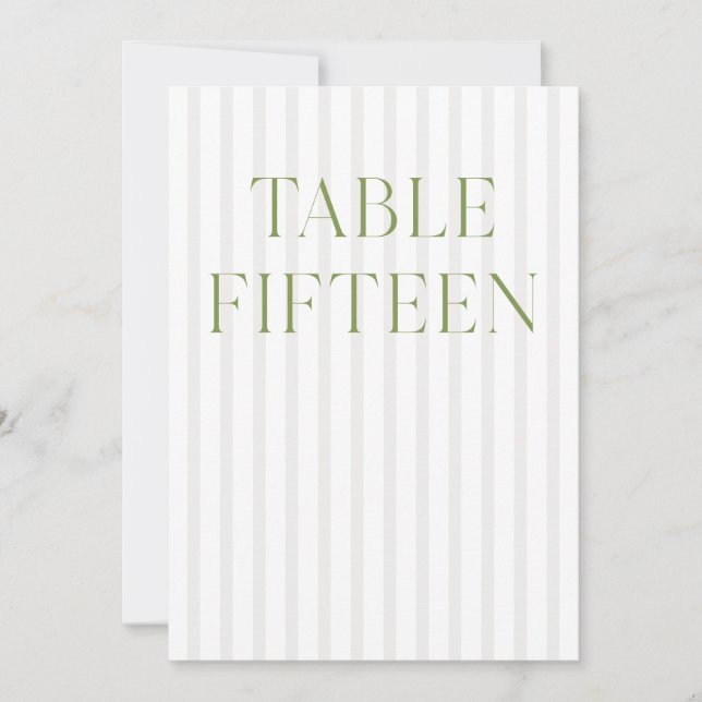 Convite Clássico Sage Green & Beige Wedding 15 Table Numbe (Frente)