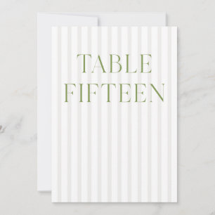 Convite Clássico Sage Green & Beige Wedding 15 Table Numbe