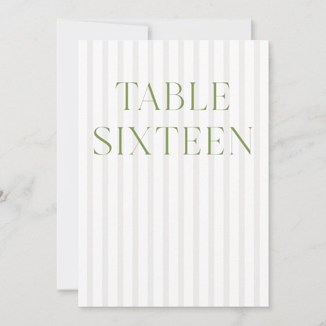 Convite Clássico Sage Green & Beige Wedding 16 Table Numbe (Frente)