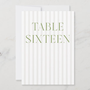 Convite Clássico Sage Green & Beige Wedding 16 Table Numbe
