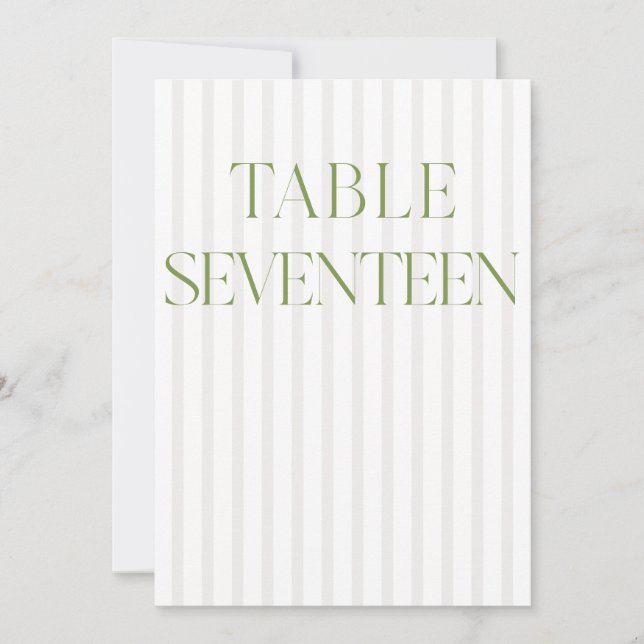 Convite Clássico Sage Green & Beige Wedding 17 Table Numbe (Frente)