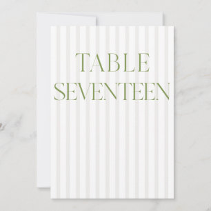 Convite Clássico Sage Green & Beige Wedding 17 Table Numbe