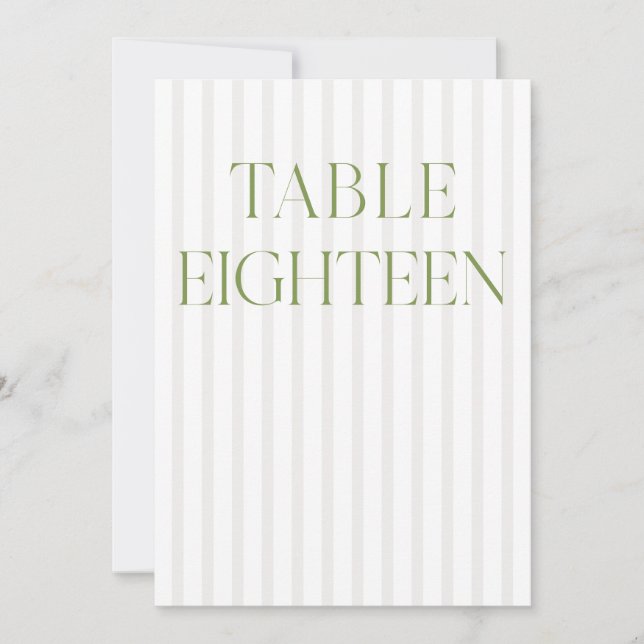 Convite Clássico Sage Green & Beige Wedding 18 Table Numbe (Frente)