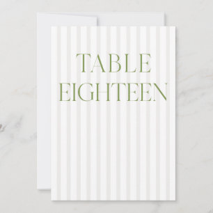 Convite Clássico Sage Green & Beige Wedding 18 Table Numbe