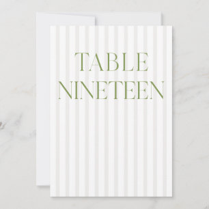 Convite Clássico Sage Green & Beige Wedding 19 Table Numbe