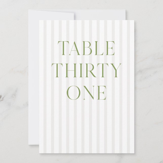 Convite Clássico Sage Green & Beige Wedding 31 Table Numbe (Frente)
