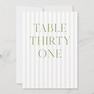 Convite Clássico Sage Green & Beige Wedding 31 Table Numbe