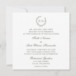 Convite Clássico Sage Green Wreath Invitation