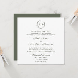 Convite Clássico Sage Green Wreath Invitation