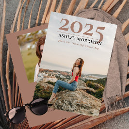 Convite Clássico Simples 2025 Dois Graduação Foto Terracot