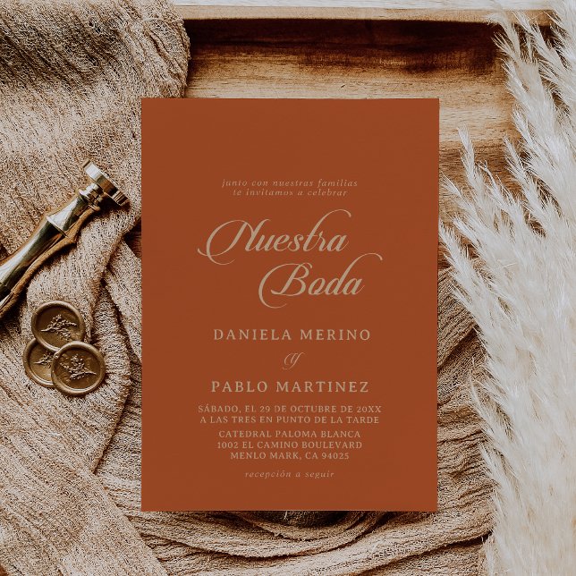 Convite Clássico Terracotta Nuestra Boda Casamento (Criador carregado)