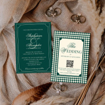 Clássico Vintage Esmeralda Código QR Casamento Old