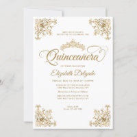 Clássico Vintage Frame Dourado Branco Tiara Quince