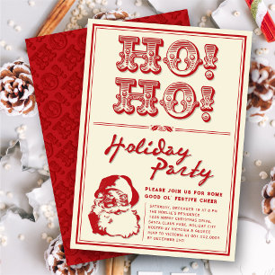 Convite Clássico Vintage Papais noeis HO Holiday Party