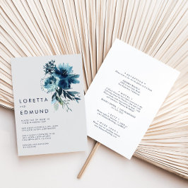 Convite Clássico Watercolor Floral Back & Front Weding