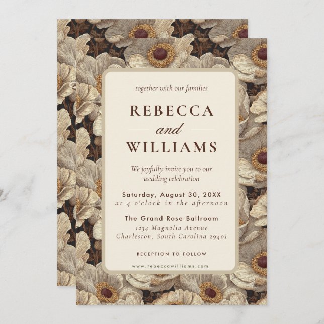 Convite Classy Anemones Floral Backyard Wedding (Frente/Verso)