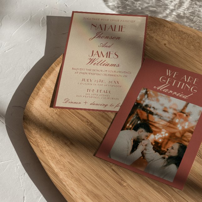 Convite Classy Auburn Copper Old Money Luxury Wedding (Criador carregado)