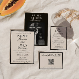 Convite Classy Black White Old Money Luxury Wedding