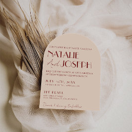 Convite Classy Deep Red Blue Whimsical Modern Arch Wedding