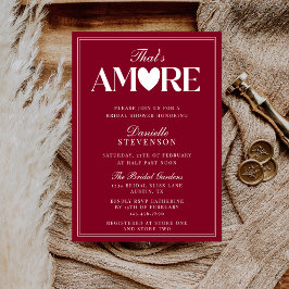 Convite Classy Elegant Burgundy That's Amore Bridal Shower
