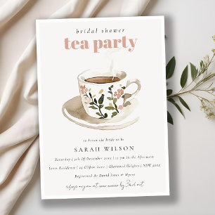 Convite Classy Floral Tea Cup - Chá de panela do chá