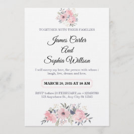Convite Classy Floral Wedding Invitation elegant card