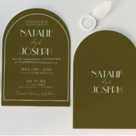 Convite Classy Grasslands Old Money Retro Arched Wedding