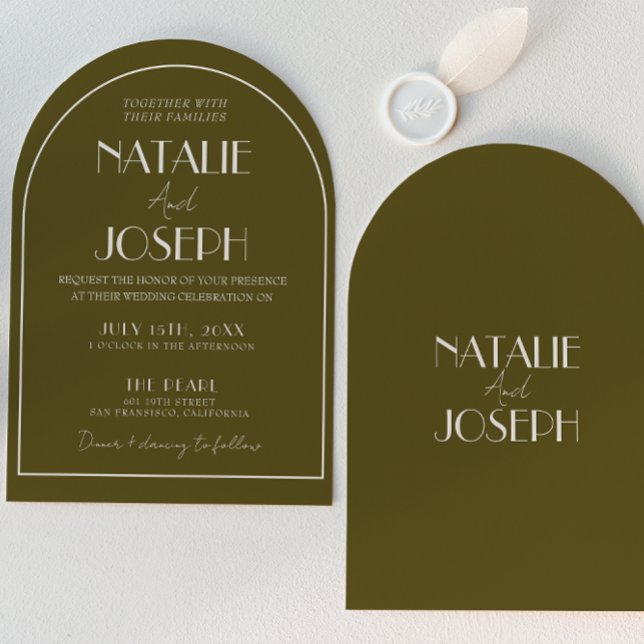 Convite Classy Grasslands Old Money Retro Arched Wedding (Criador carregado)