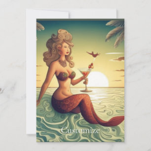 Convite Classy Martini Mermaid Thunder_Cove