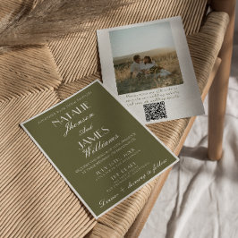 Convite Classy Olive Green Old Money QR Code Photo Wedding