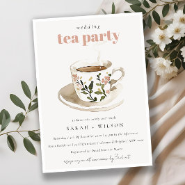Convite Classy Pastel Floral Tea Cup Wedding Tea Party